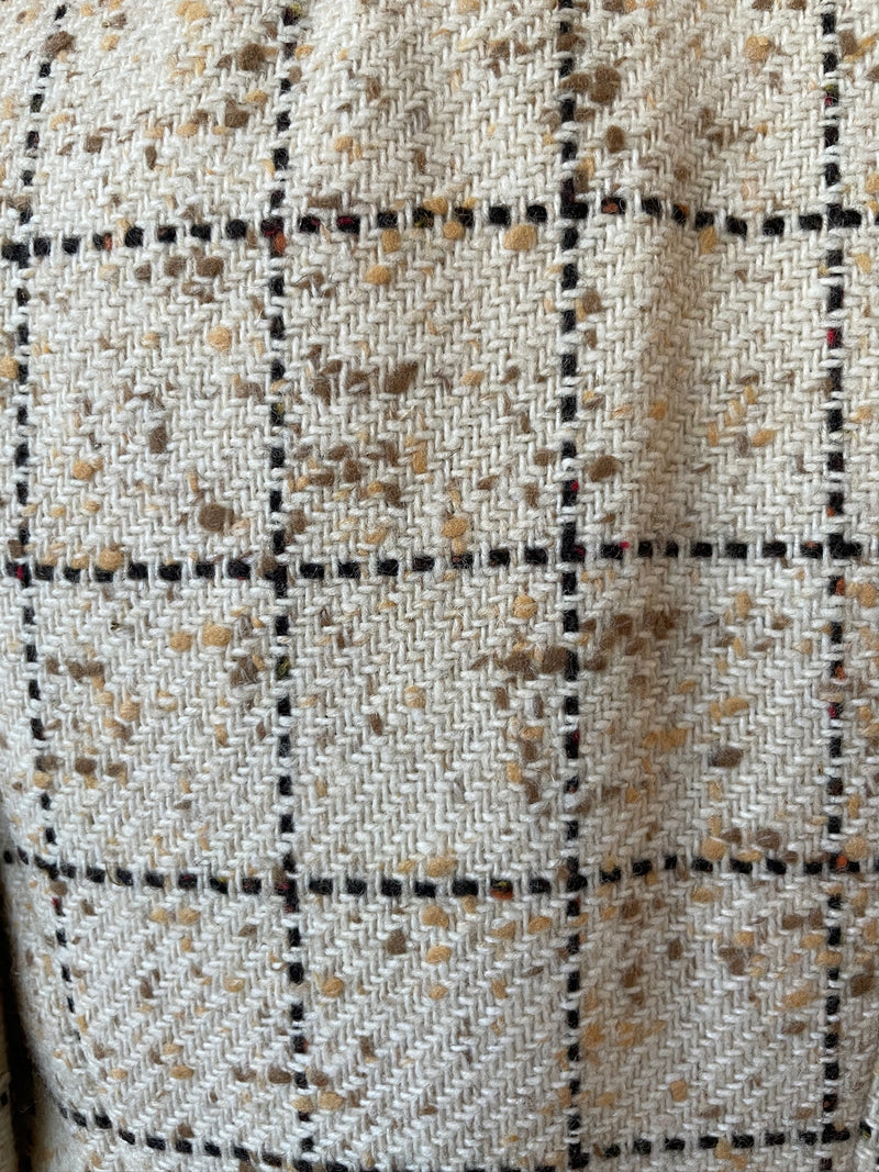 Vintage 60s Lilli Ann Windowpane Tweed Wool Blazer/Jacket with Fur Collar M