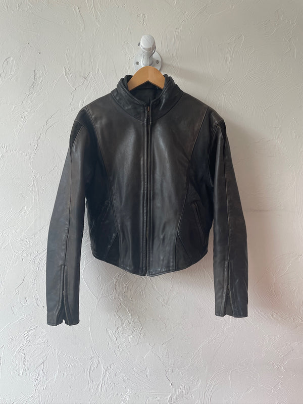 Vintage Fashions By Rose Dark Brown Leather & Suede Motorcycle Jacket M/L - We Thieves