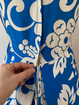 Vintage Hawaiian Cobalt Blue Floral Maxi Dress S - We Thieves