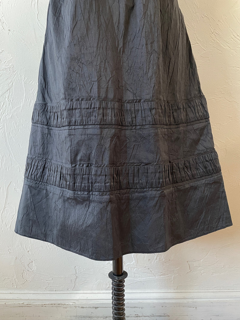Vintage Calypso Black Silk Midi A-line Dress S - We Thieves