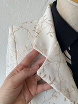 Vintage Nicole Miller Embroidered Vines Cream Cropped Jacket/Blazer XS - We Thieves