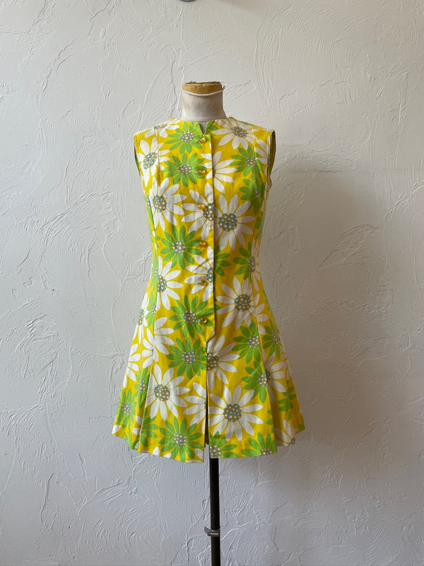 Vintage 60s Yellow & Lime Floral Romper S - We Thieves