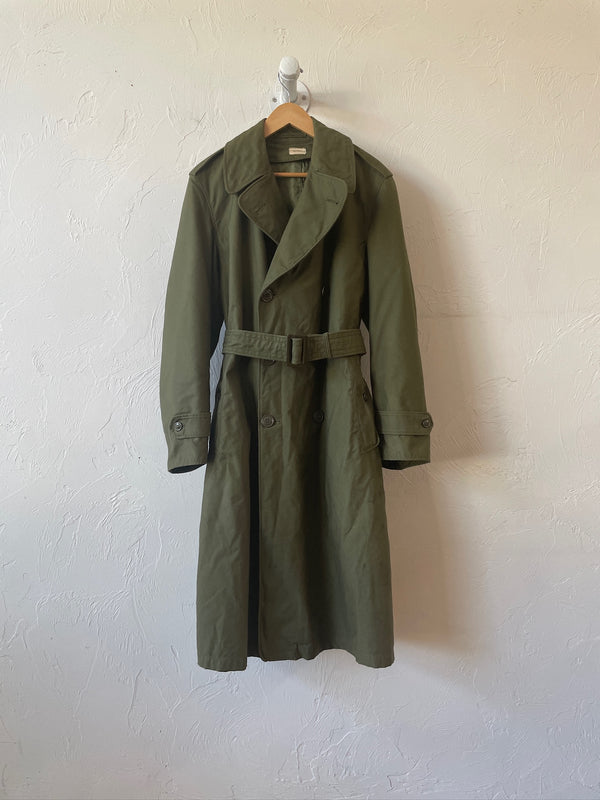 Vintage Military OG-107 Green Belted Trench Coat w/ Removable Lining S - We Thieves