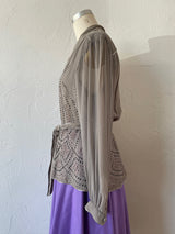Vintage 1970s Janice Wainwright Grey Viscose Sequin Blouse M - We Thieves