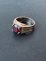 Vintage Men's 14k Gold & Large Ruby Ring Size 7