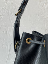 Vintage Louis Vuitton Black Leather Bucket Bag