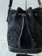 Vintage Coach Signature Black Logo Jacquard Bucket Bag - We Thieves