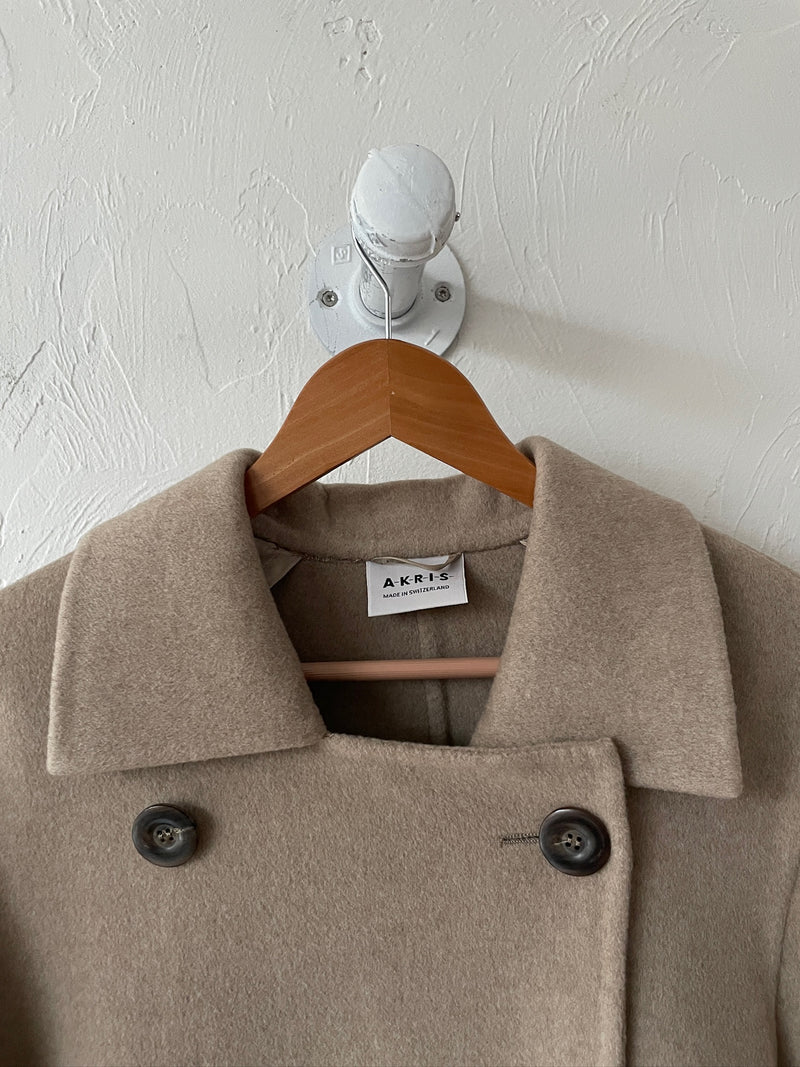 Vintage Akris Beige Cashmere A-Line Car Coat S