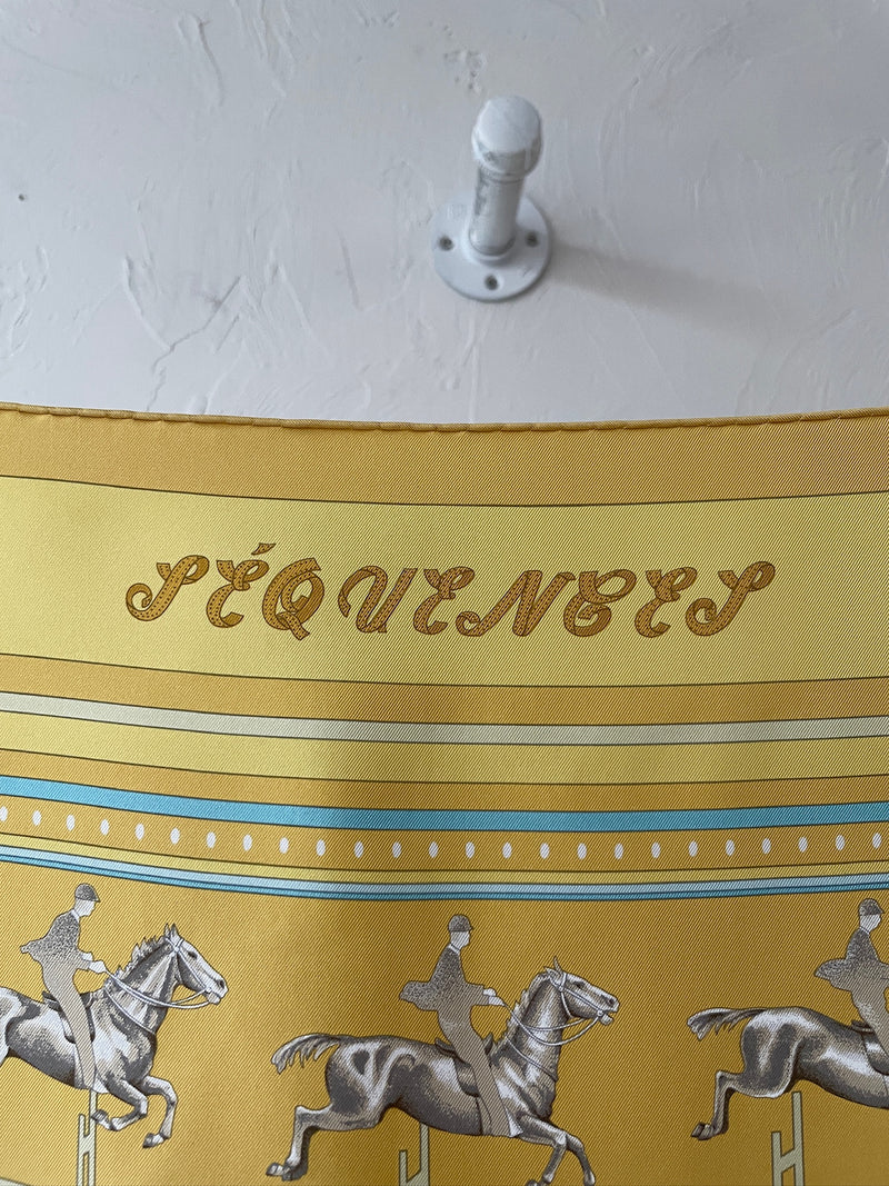 Vintage Hermes Yellow Sequences Silk Scarf