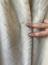 Vintage Jacques St Laurent White Faux-Fur Herringbone Pattern Coat M