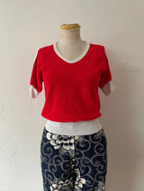 Vintage 80s Red & White Cropped Terrycloth Top XS/S - We Thieves