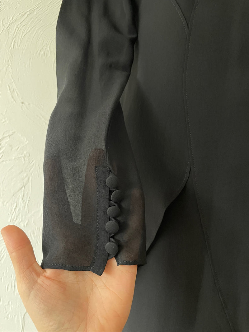 Vintage Moschino Couture Black Tiered Silk Chiffon Dress M