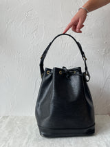 Vintage Louis Vuitton Black Leather Bucket Bag