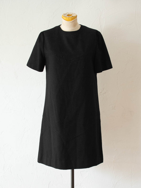 Vintage 1960s Marimekko Black Wool Mod Mini Dress S - We Thieves