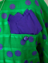 Vintage 1980s AKRIS Green & Purple Polka Dot Dress M - We Thieves