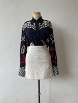 Vintage Nicole Miller Embroidered Vines Cream Mini Skirt XS - We Thieves