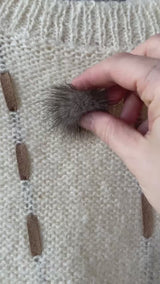 Vintage Novelty Cream Sweater with Pom Poms S - We Thieves