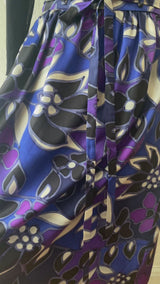 Vintage Skirt Purple Macro Print Silk Satin Skirt M - We Thieves