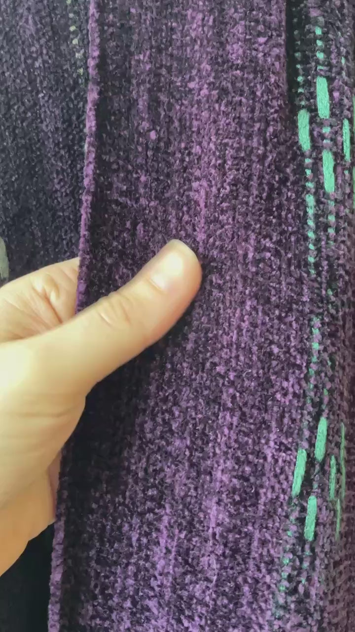 Vintage Cynthia Krause Weavers Jewel-Toned Chenille Long Cardigan Sweater M/L - We Thieves