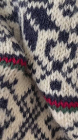 Vintage LL Bean Snowkflakes & Hearts Fair Isle Wool Cardigan Sweater M