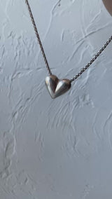 Vintage Joe Esposito Sterling Silver Puffed Heart Necklace