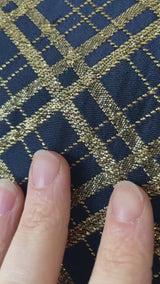 Vintage 50s/60s Navy & Gold Lurex Plaid Sheath Dress S