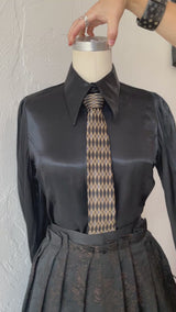 Vintage 2005 Lanvin Black & Brown Floral Jacquard Skirt M