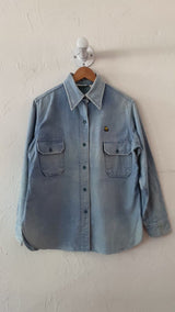 Vintage Sunbleached Blue Woolrich Workshirt L