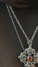 Vintage Triple Stone Crystal Sterling Silver Necklace