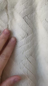 Vintage Jacques St Laurent White Faux-Fur Herringbone Pattern Coat M