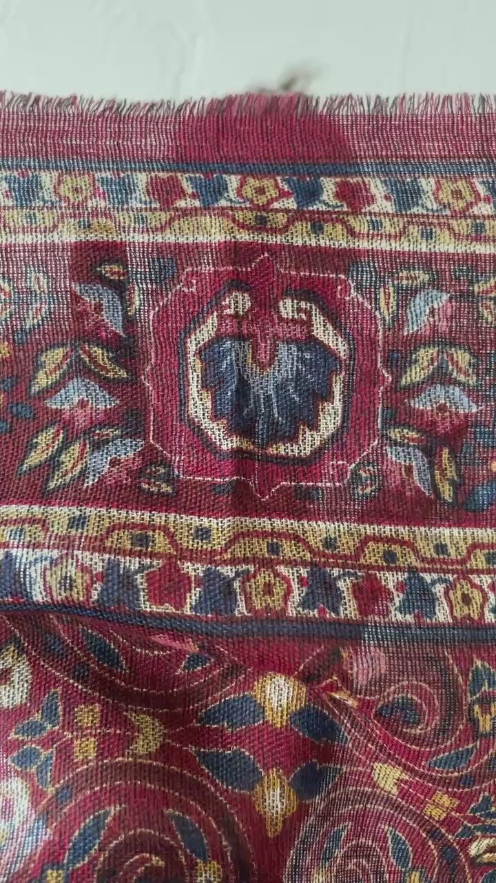 Vintage Ralph Lauren Maroon Tapestry Inspired Woven Scarf - We Thieves