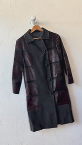 Vintage Leda Spain Bullskin, Leather, and Suede Long Coat M