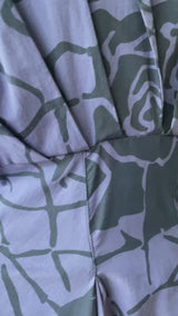 Vintage Alberta Ferretti Indigo/Purple Dual Fabric Rose Print Midi Dress M