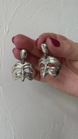 Vintage Navajo Sterling Silver Mardi Gras Mask Earrings - We Thieves