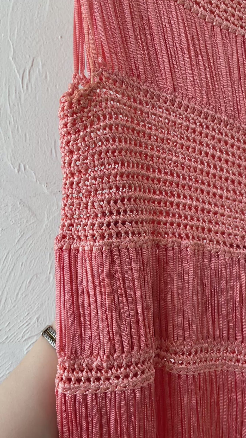 Vintage Coral Pink Fringe Knit Sleeveless Top M/L - We Thieves