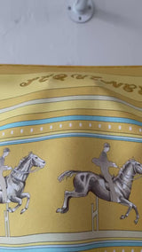 Vintage Hermes Yellow Sequences Silk Scarf