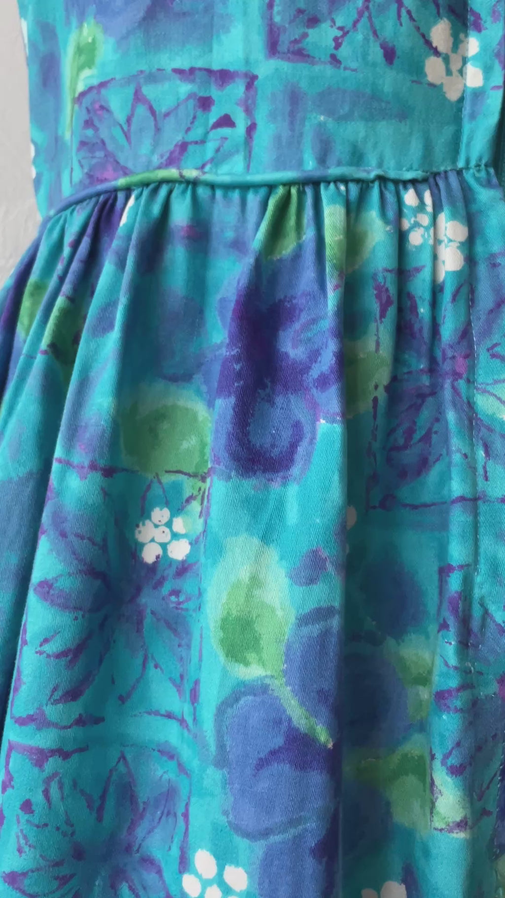 Vintage 60s Hawaiian Kalama Sportswear Blue/Green Fit+Flare Dress S/M - We Thieves
