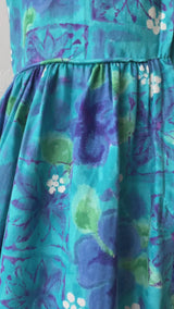 Vintage 60s Hawaiian Kalama Sportswear Blue/Green Fit+Flare Dress S/M - We Thieves