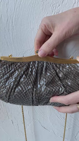 Vintage Judith Leiber Snakeskin Clutch Handbag on Chain