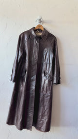 Vintage Oscar De La Renta for Lily Rubin Long Leather Coat M