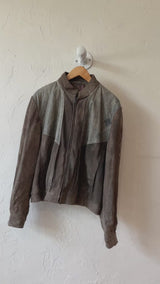 Vintage 1980s Wilson's Taupe Leather & Suede Jacket M/L