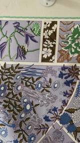 Vintage Hermes Violet & Green Fleurs De Giverny Silk Scarf