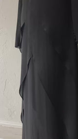 Vintage Moschino Couture Black Tiered Silk Chiffon Dress M