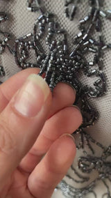 Vintage Silvery Grey Mesh Dress with Floral Beading S/M