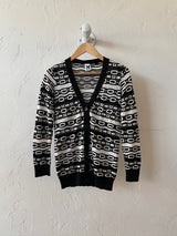 Vintage Missoni Black & White Woven Cotton/Linen Blend Cardigan S