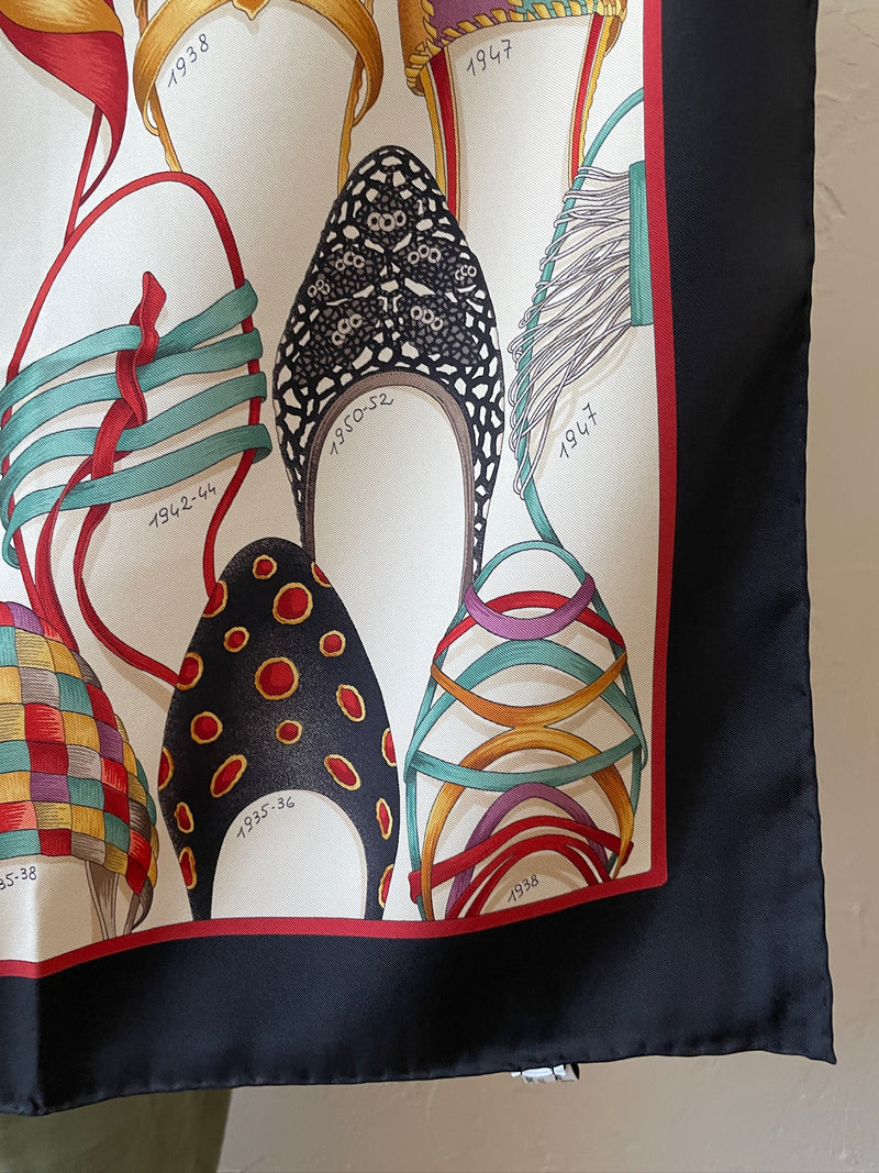 Vintage Archival Ferragamo Shoe Print Silk Scarf