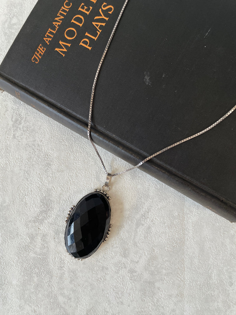 Vintage Large Faceted Onyx & Sterling Silver - We Thieves