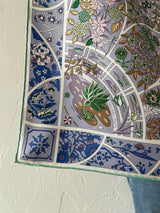 Vintage Hermes Violet & Green Fleurs De Giverny Silk Scarf