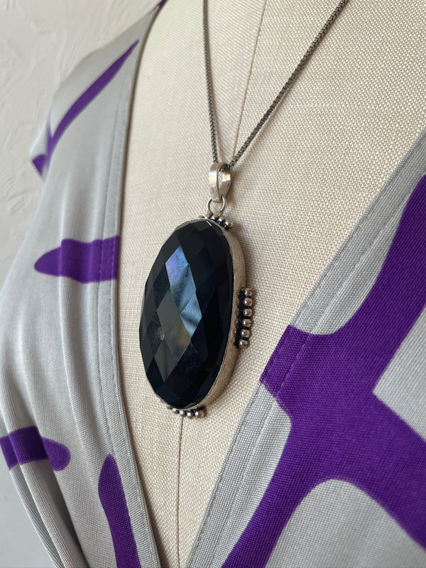 Vintage Large Faceted Onyx & Sterling Silver - We Thieves