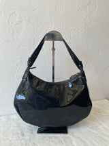 Vintage Salvatore Ferragamo Black Patent Leather Miss Vara Hobo Y2K